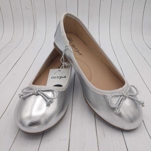Cat & Jack Stacy Flats Ballet Shoes Slip-on Silver